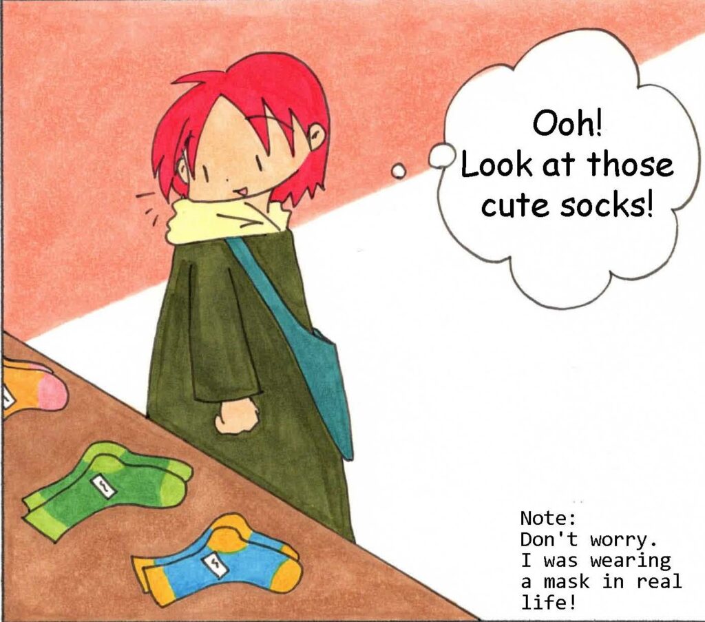 Yumi finding cute socks.
